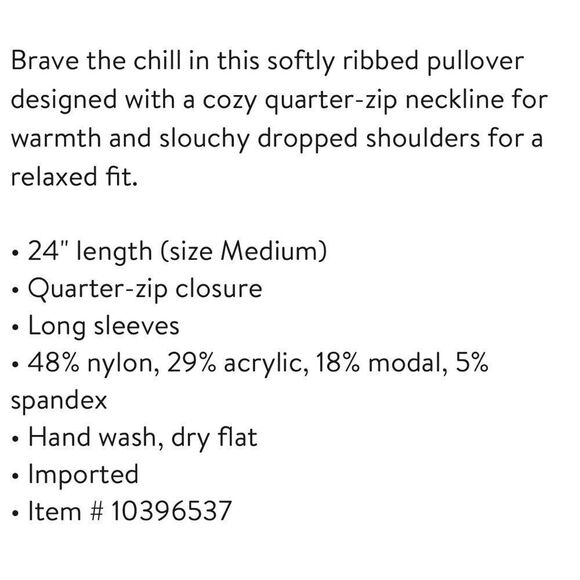 Zella Cozy Quarter Zip Rib Purple Boysen size medium - Picture 11 of 11